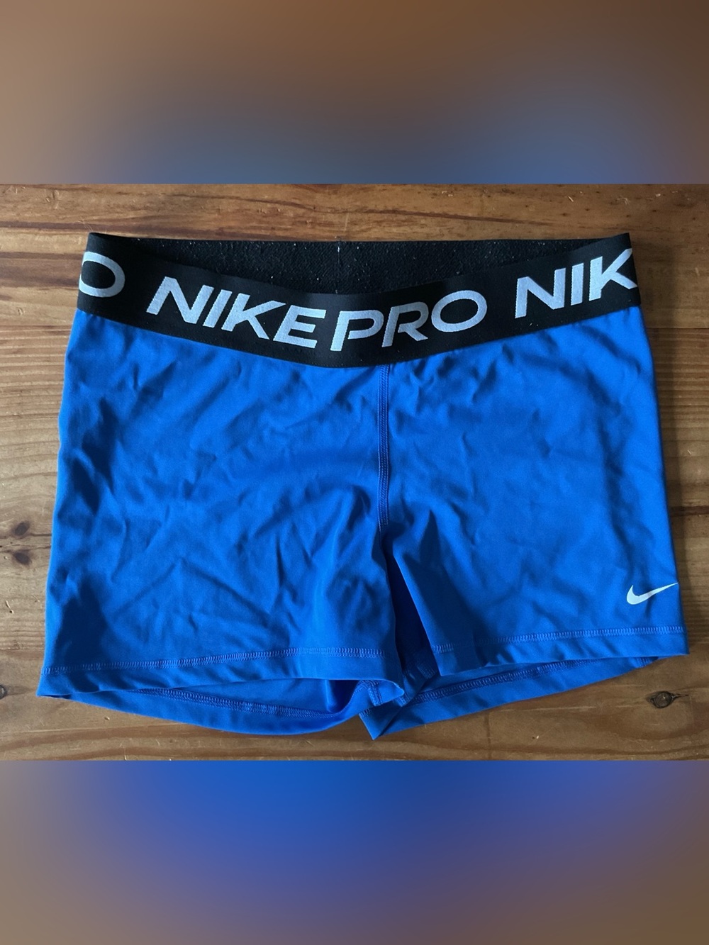 Nike Blue Performance Compression Shorts with Black Logo Waistband